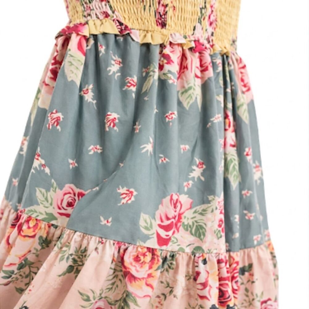 Floral Boho Maxi Dress Tiered Tie Shoulder est. Med Free People "Bluebell"-Insp - Picture 7 of 9